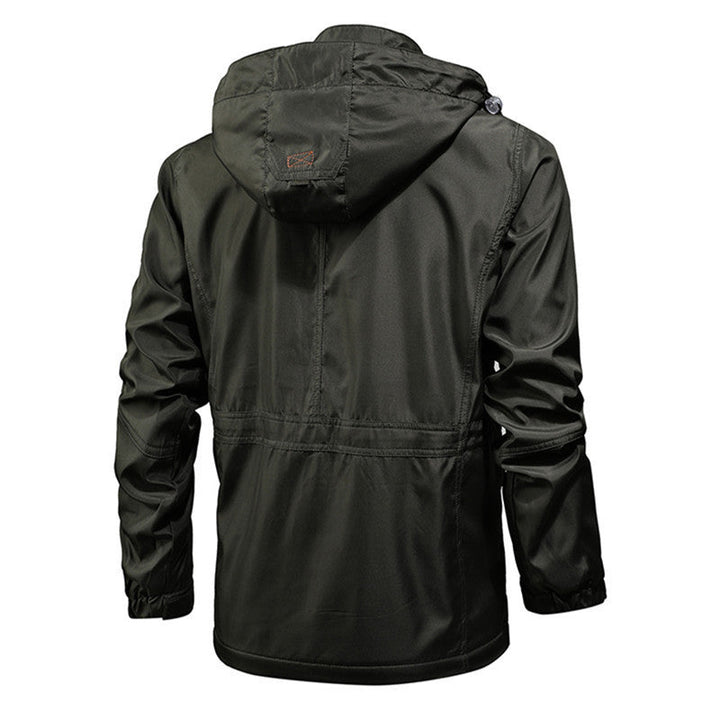 Herr Utility Parka med Huva, Multifunctional Fickor och Midja Dragsko