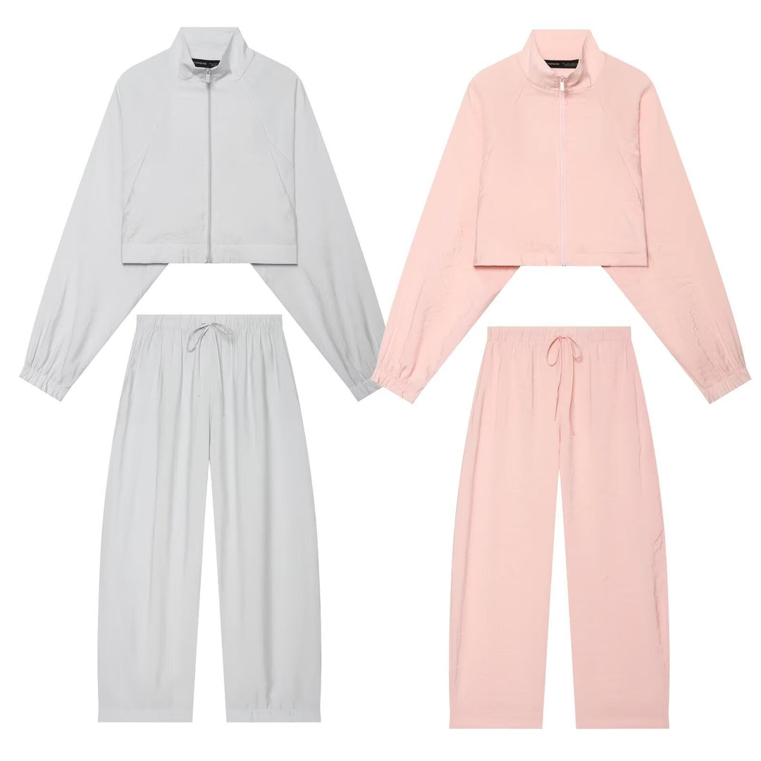 Dam 10+ Kort Blouson Jacka med Funnel Stå Krage, Raglan Ärmar, och Elastic Muddar