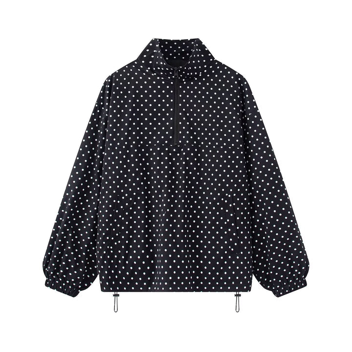 Dam Prickig Prick Lätt Anorak med Half Dragkedja, Kangaroo Ficka och Drawstring