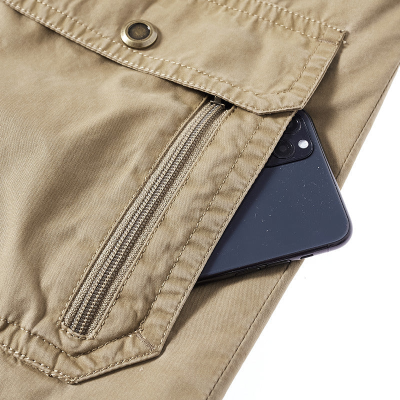 Herr Canvas Utility Väst med Multi Fickor och Mesh Foder