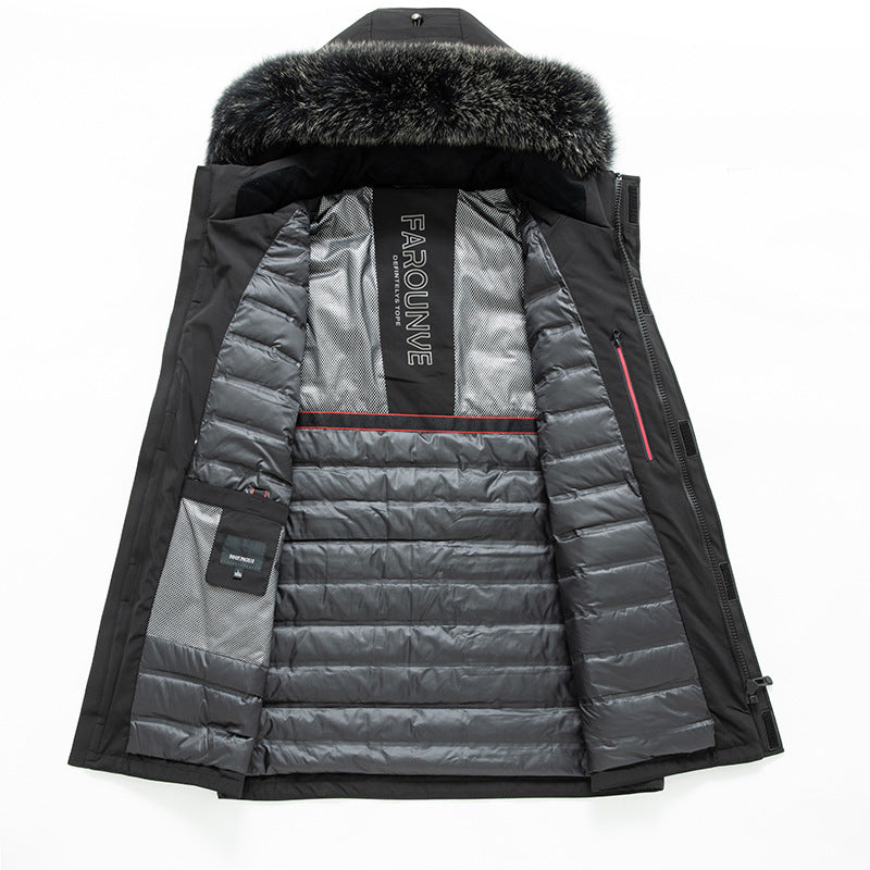 Herr Vattenavvisande Thermo Parka med Huva och Uttagbar Faux Fur Trim