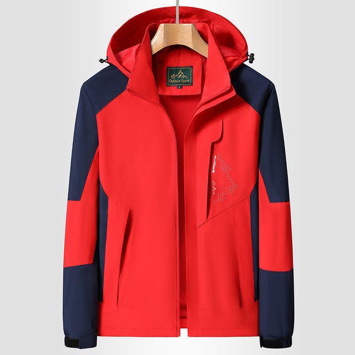 Dam softshell Trekking jacka med andningsbar membrane, justerbar huva och colorblock design