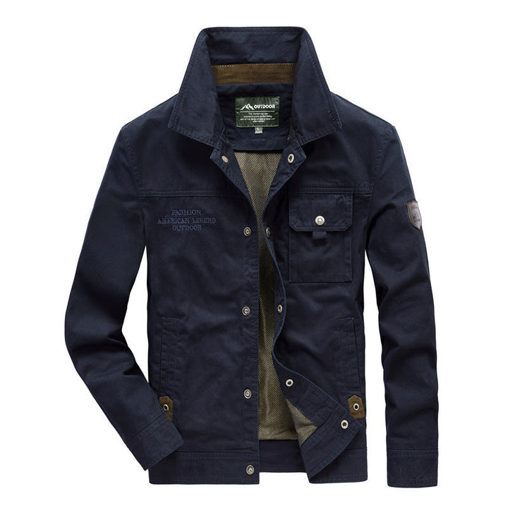 Herr Urban Canvas Utility Blouson med Stående Krage, Mesh Foder och Bröst Lock Ficka