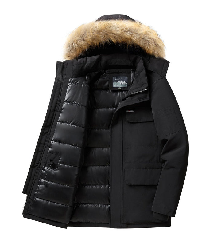 Herr Expedition Parka med Avtagbar Huva och Faux Fur Trim