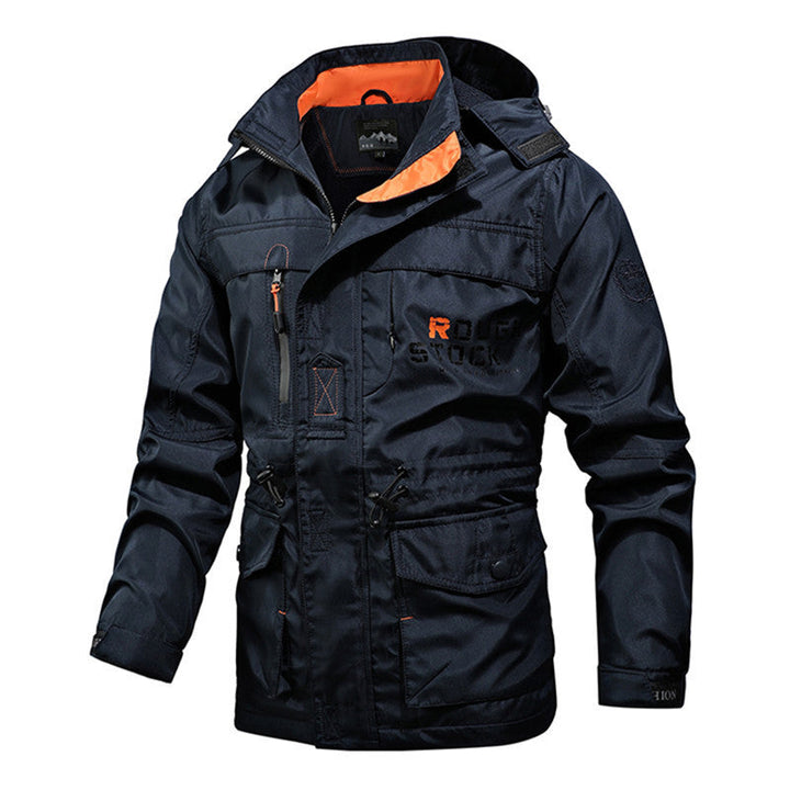 Herr Utility Parka med Huva, Multifunctional Fickor och Midja Dragsko