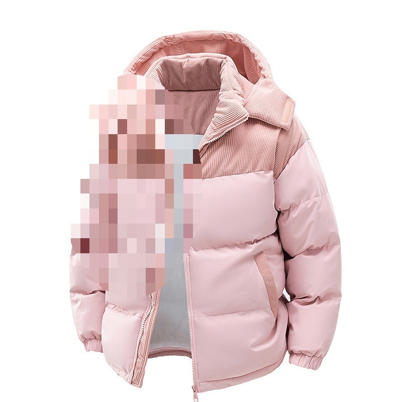 Dam Thermo Puffer Kort Jacka med Cord Shoulder och Huva Krage