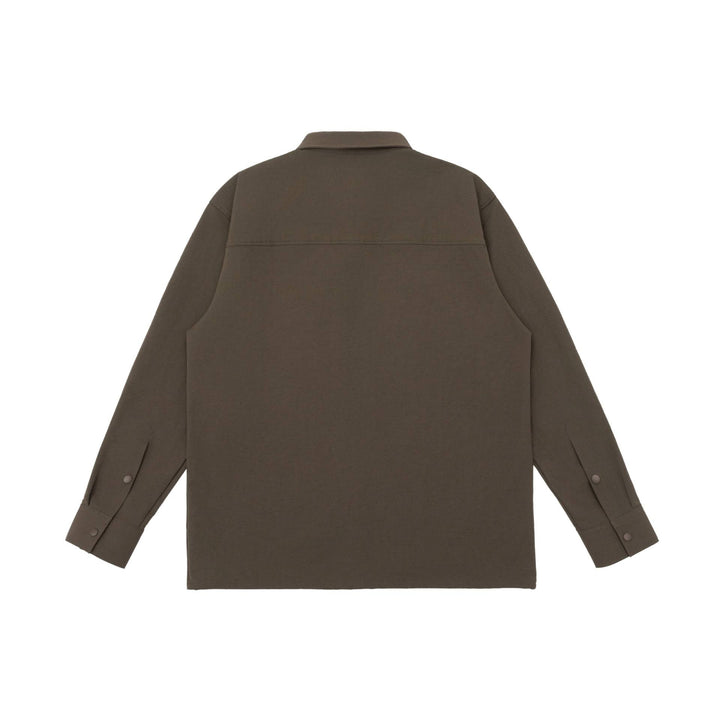 Unisex Oversized Skjorta Jacka i Utility Stil med Concealed Tryckknappsslå och Diagonal Dragkedja Ficka