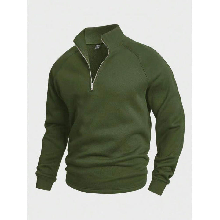 Herr Fleece Halv Dragkedja Pullover med Ståkrage och Raglanärmar