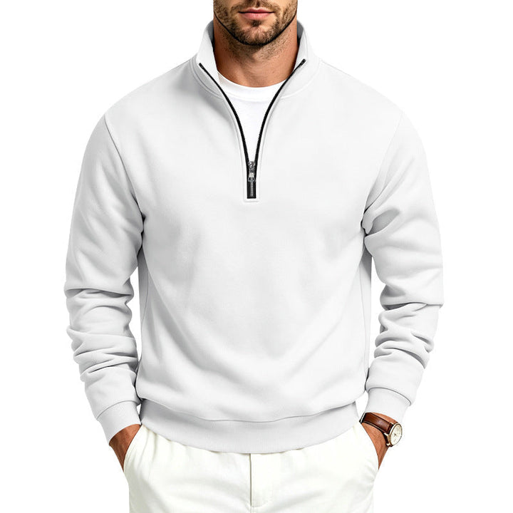 Herr Halv Dragkedja College-Tröja med Turtleneck och Mjuk Fleece Inner Side