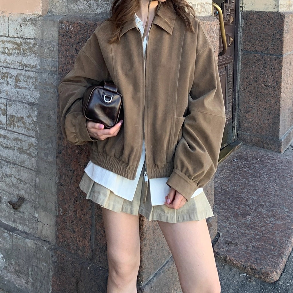 Dam Fashion konstläderjacka med oversized skärning