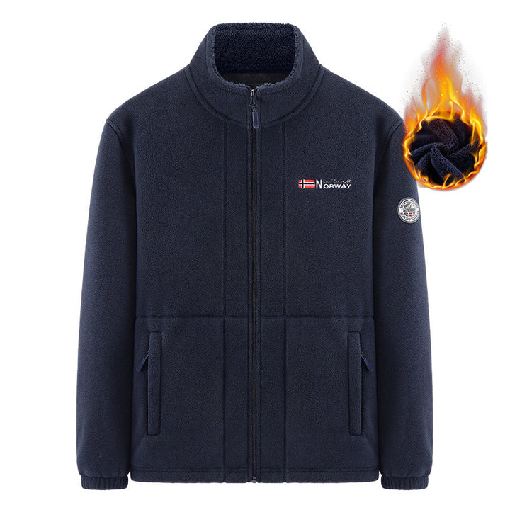 Herr Insulating Zip Fleece Jacka med Hög Krage och Mjuk Teddyfoder