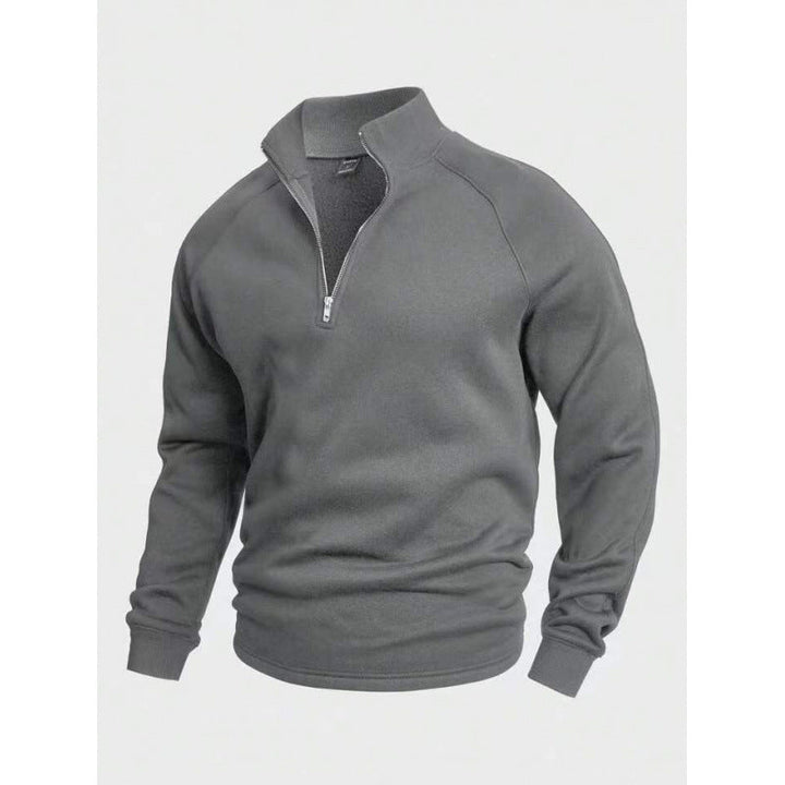 Herr Fleece Halv Dragkedja Pullover med Ståkrage och Raglanärmar