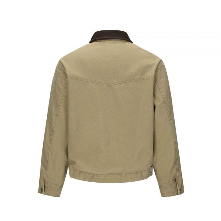 Herr Fleece-Lined Canvas Blouson Jacka med teddyfoder och skjortkrage