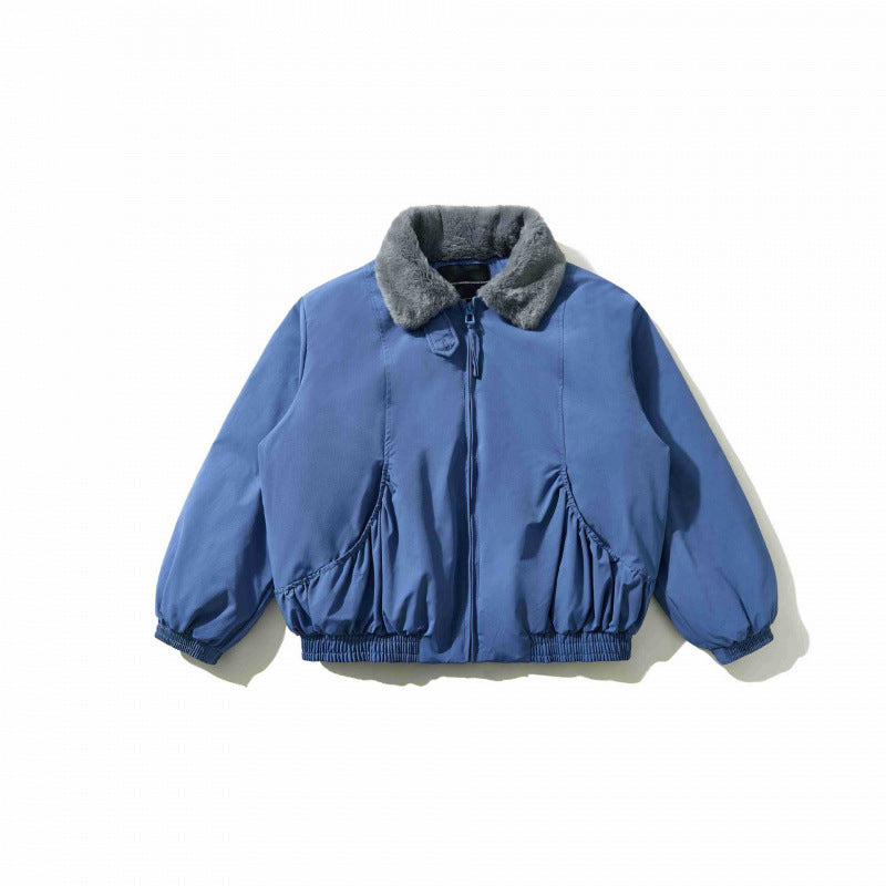 Herr short-cut quiltad bomberjacka med fast fusk päls krage och skräddad fåll