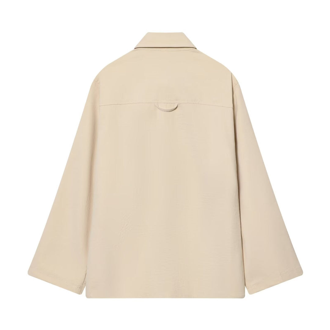 Dam oversize Field jacka in boxig skärning med Four Flap fickor och dold Snap Placket
