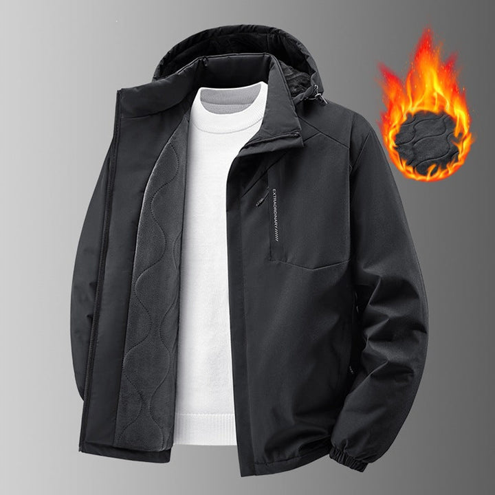 Herr Thermo Frilufts Jacka med Quiltad Fleecefoder, Vind och Vattenavvisande Skal &amp; Huva