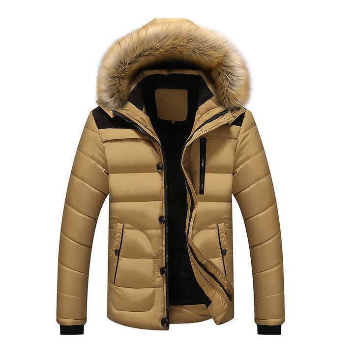 Herr Termisk Quiltad Parka med Huva, Faux Fur Trim och Fleecefoder