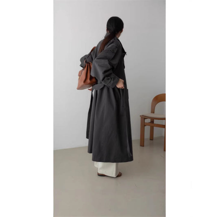 Dam Oversize Maxi trenchcoat med midjebälte och dubbel knäppning
