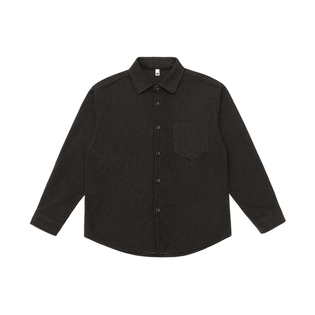 Herr skjortjacka tillverkad av ullblandning med pointed krage och bröst patch ficka