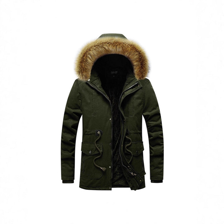 Herr Vinter Parka med Faux Fur Huva och Teddyfoder
