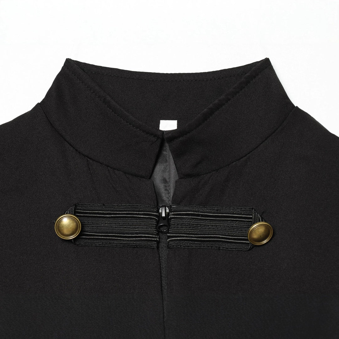 Dam figurnära Military väst med ståkrage och dekorativ Straps