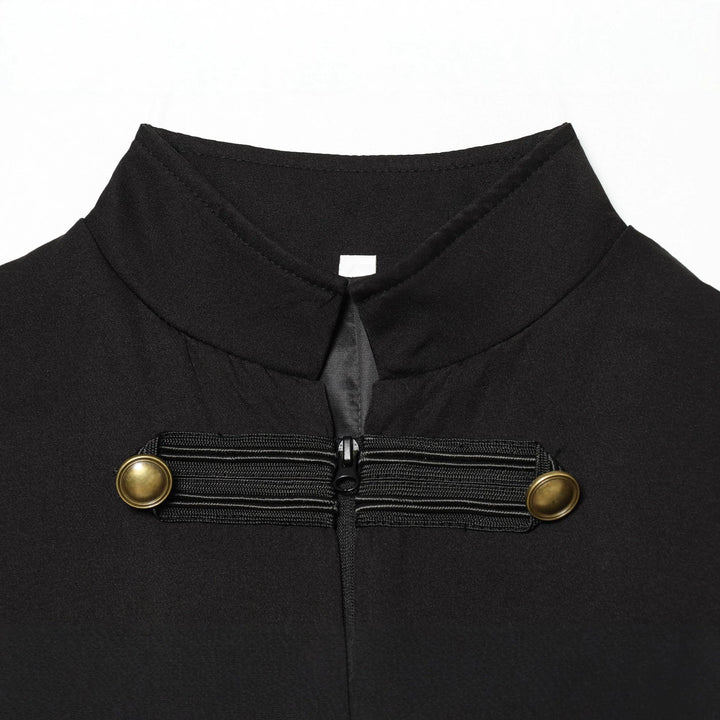 Dam figurnära Military väst med ståkrage och dekorativ Straps
