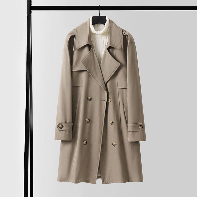 Dam Double-Breasted trenchcoat med vid Shawl krage och Epaulettes