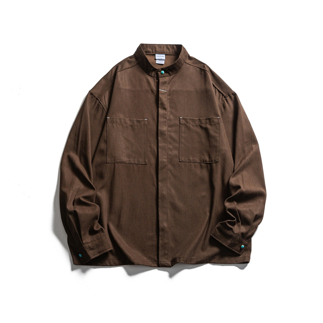Herr Workwear overshirt med ståkrage och Dold knäppslå