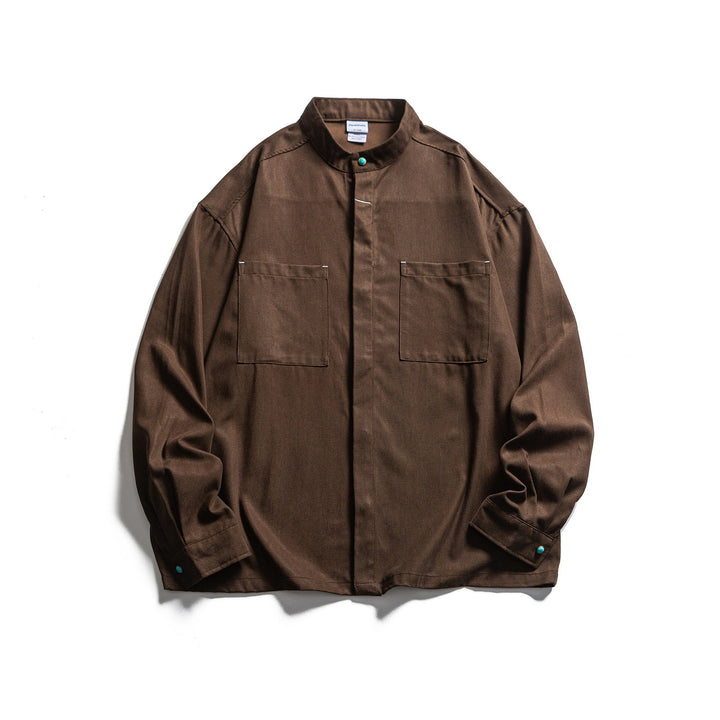 Herr Workwear overshirt med ståkrage och Dold knäppslå