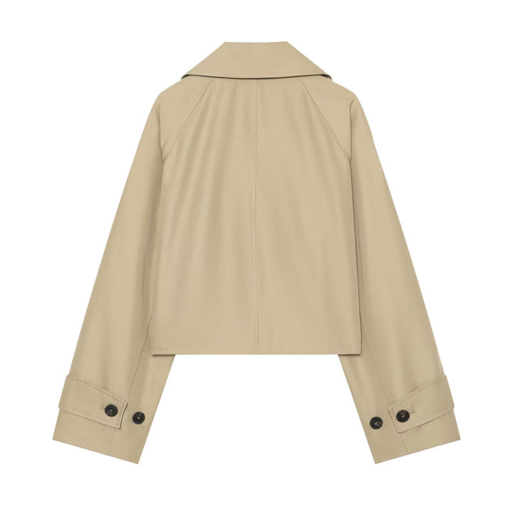 Dam Kort Trenchcoat med Boxig Skärning, Double-Breasted och Epaulettes