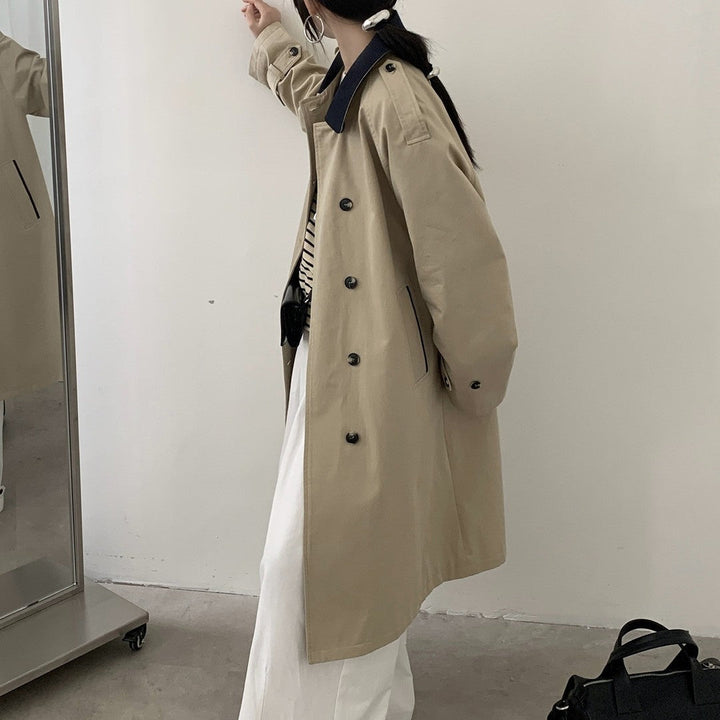 Dam längre vattenavvisande trenchcoat med Back Cape och Stand krage