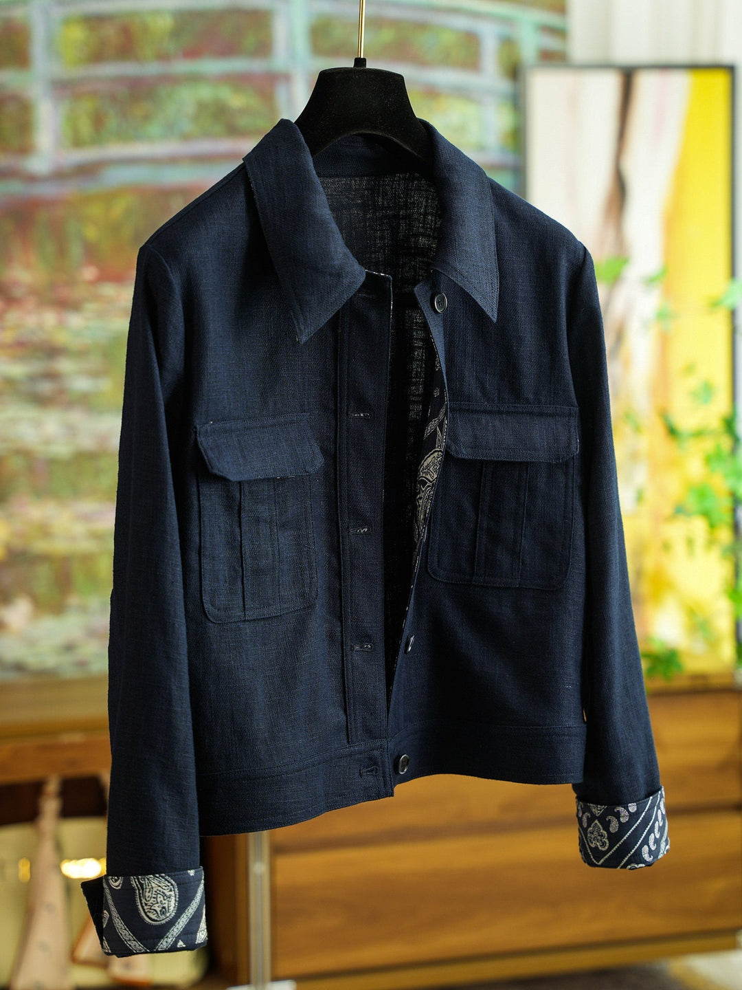 Dam modern bomull jacka med Asymmetrical krage