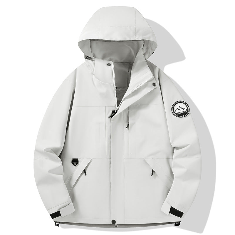 Dam vattentät hardshell utomhusjacka med huva och multifunction fickor