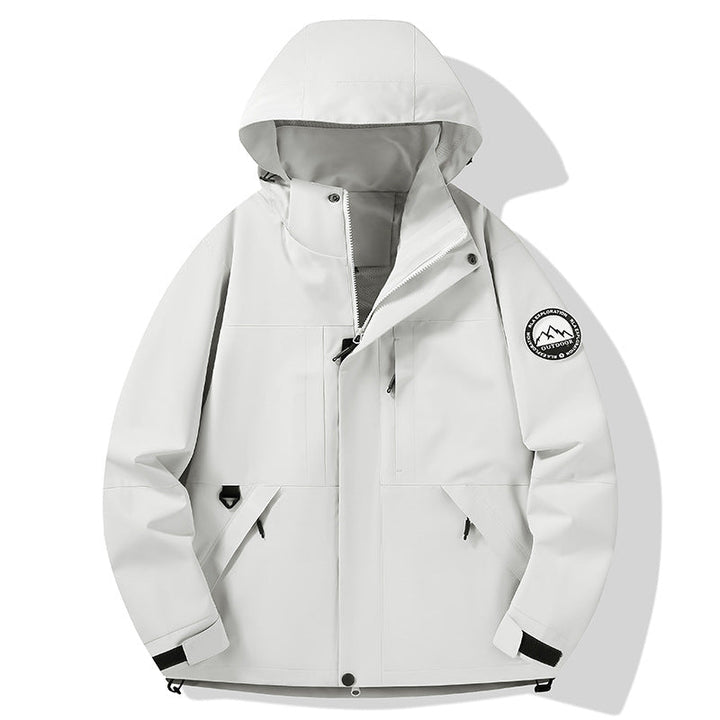 Dam vattentät hardshell utomhusjacka med huva och multifunction fickor