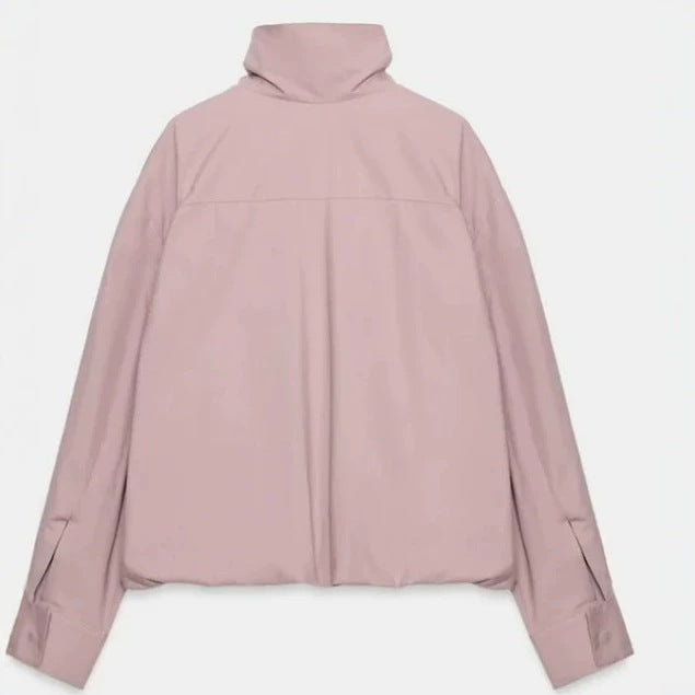 Dam Kort Blouson med Hög Roll Neck och Extra Lång Muddar