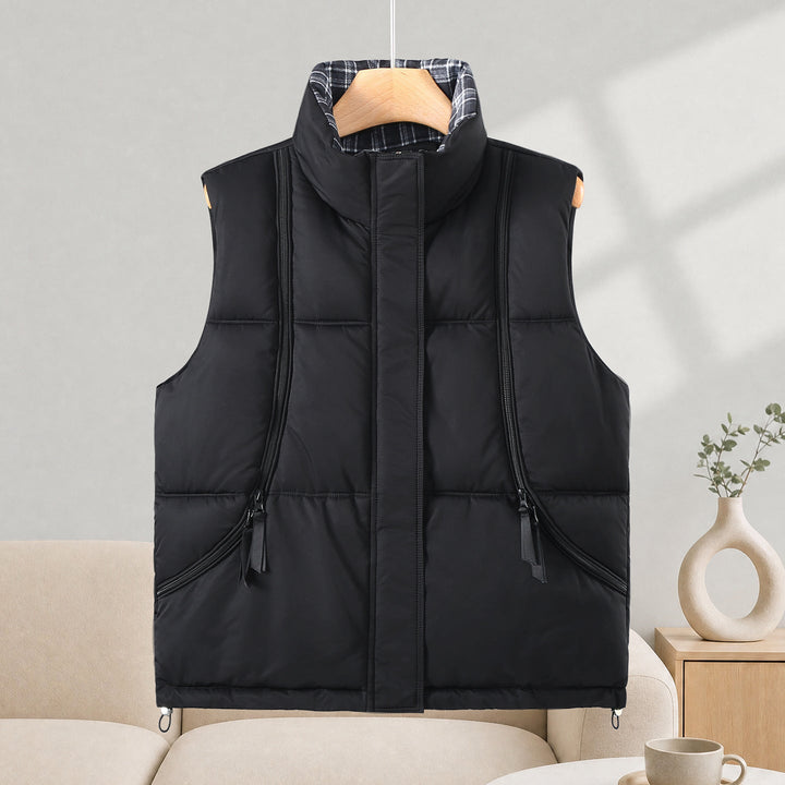 Dam Sleeveless Thermal väst med High Stand krage och Visible Vertical Zippers