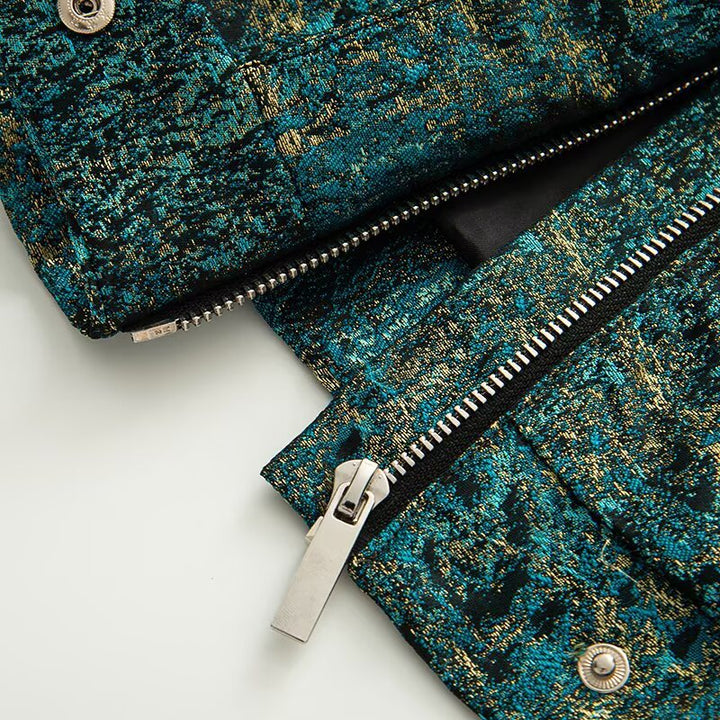 Dam kort jacka in oversize boxig skärning med structured metallic look