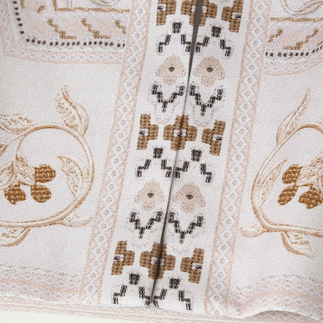 Dam Embroidered Kort Jacka med Mandarin Krage och Blommig Ornament Embroidery