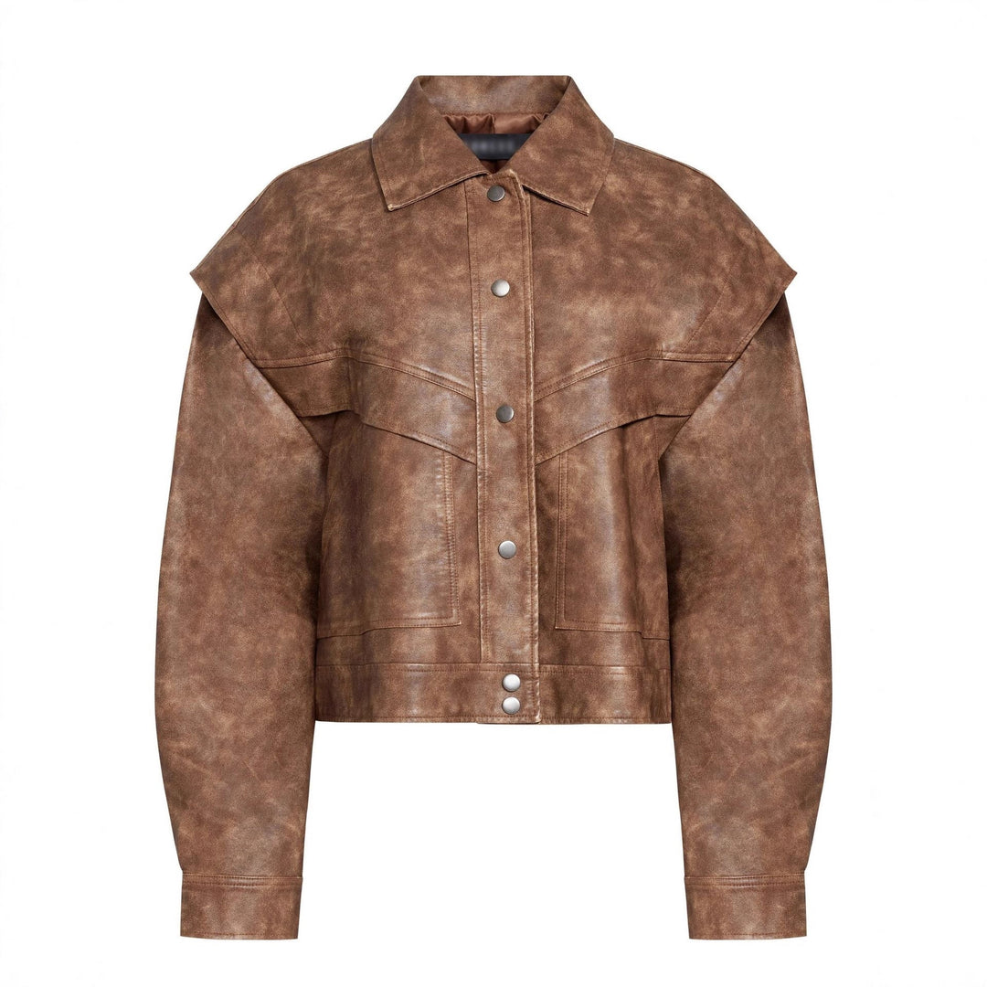 Dam Fashion konstläderjacka med oversized skärning