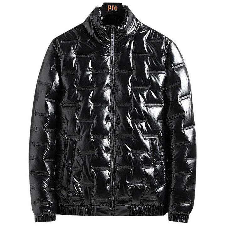 Herr Metallic Quiltad Termiskly Insulated Dun Jacka med Hög Stående Krage