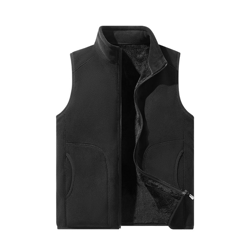 Dam lätt microfleece väst med hel dragkedja, hög krage, och mjuk teddy foder