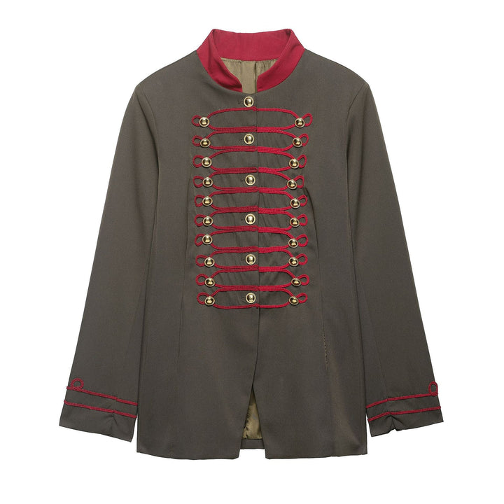 Dam Military-Inspired Box Jacka med Dekorativ Frog Closures och Stå Krage