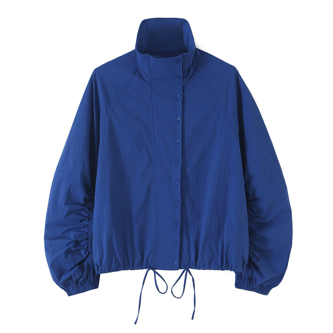Dam Lätt Vadderad Windbreaker med Stå Krage och Prickig Prick Tryck