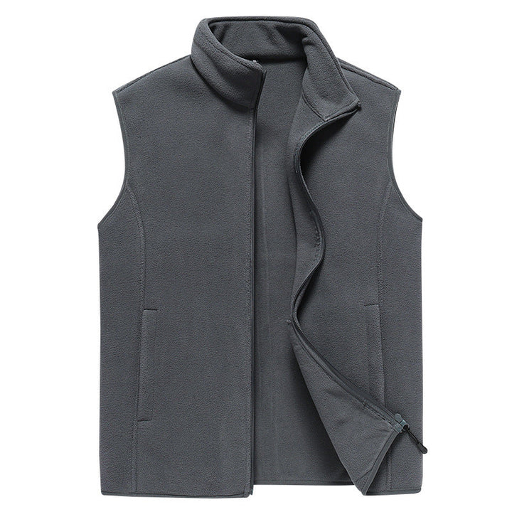 Herr Sleeveless Microfleece Väst med Stående Krage och Dold Two-Way Zip