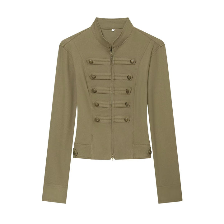 Dam Skräddarsydd Field Jacka i Regimental Stil med Ståkrage och Decorative Ränder