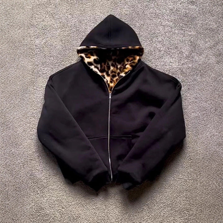 Dam Sporty Jacka med Leopard innerfoder