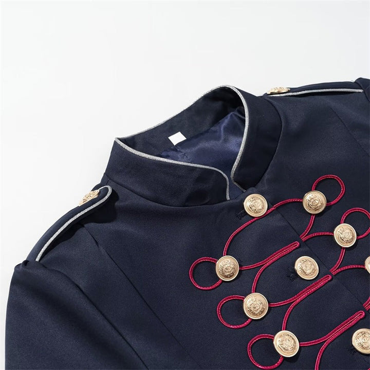 Dam Militär-Inspired Parade Jacka med Ståkrage och Decorative Knapplist