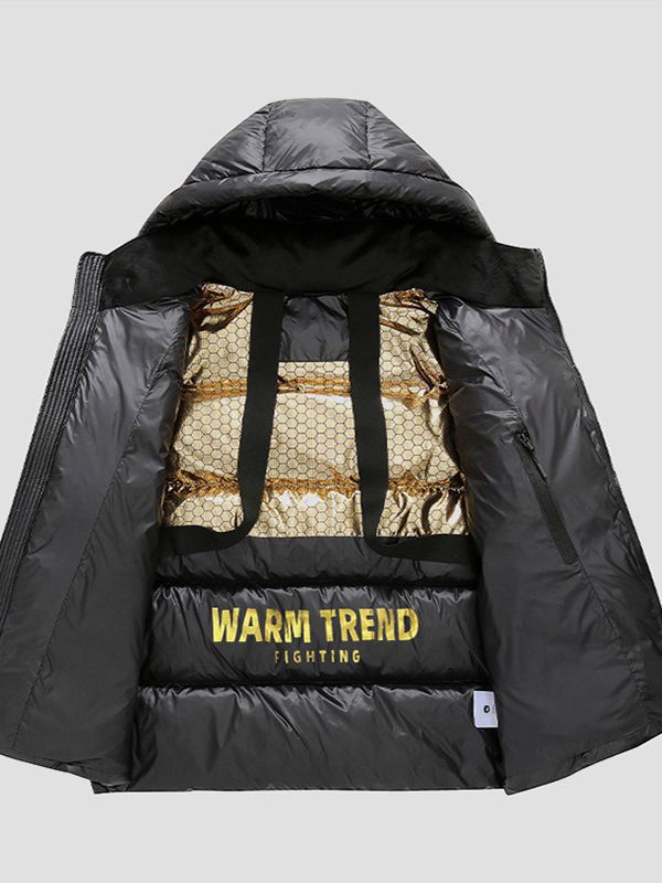 Herr Vadderad Termisk Quiltad Jacka med Huva och Heat-Reflective Foder