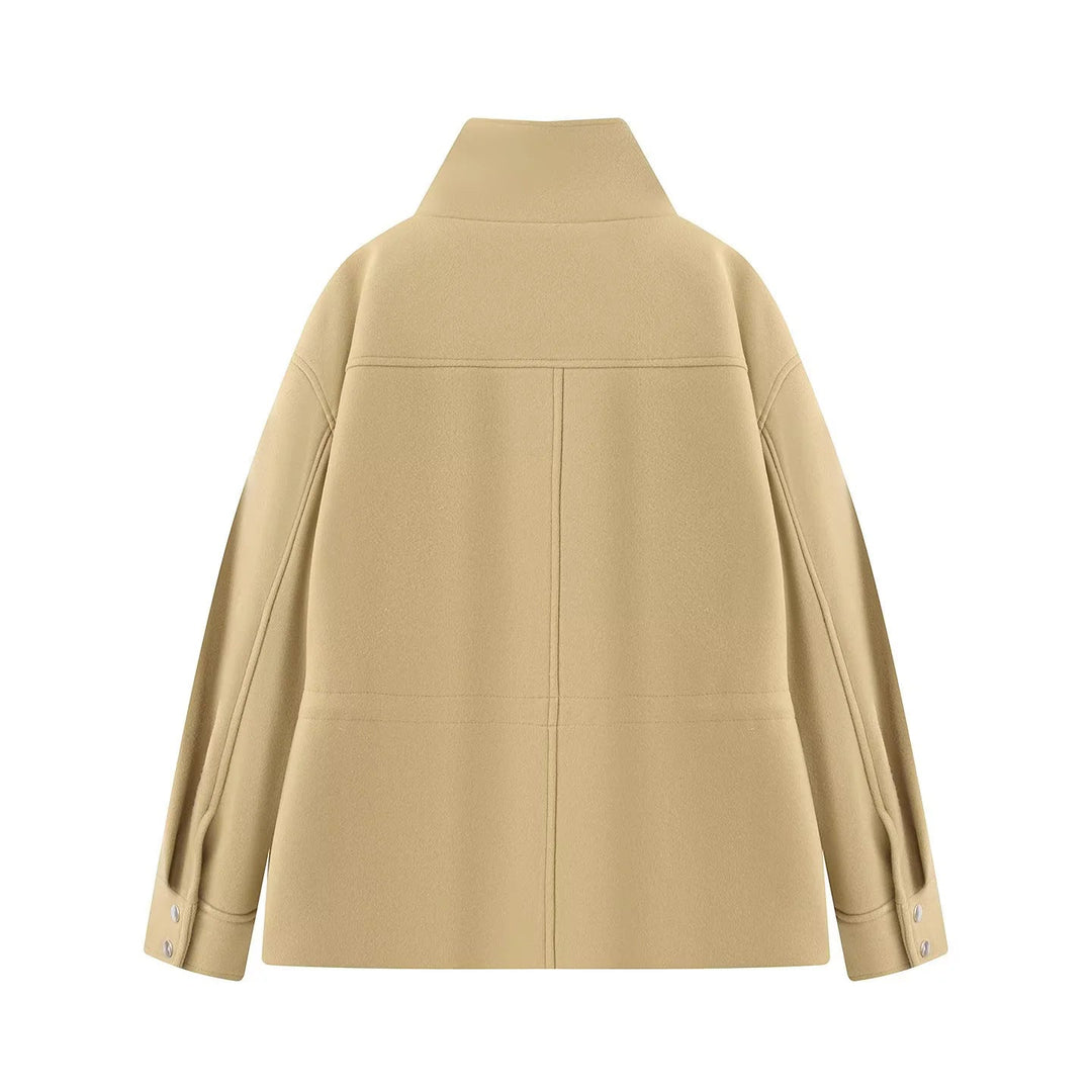 Dam figurnära parka jacka med high ståkrage, drawstring waist och applied flap fickor