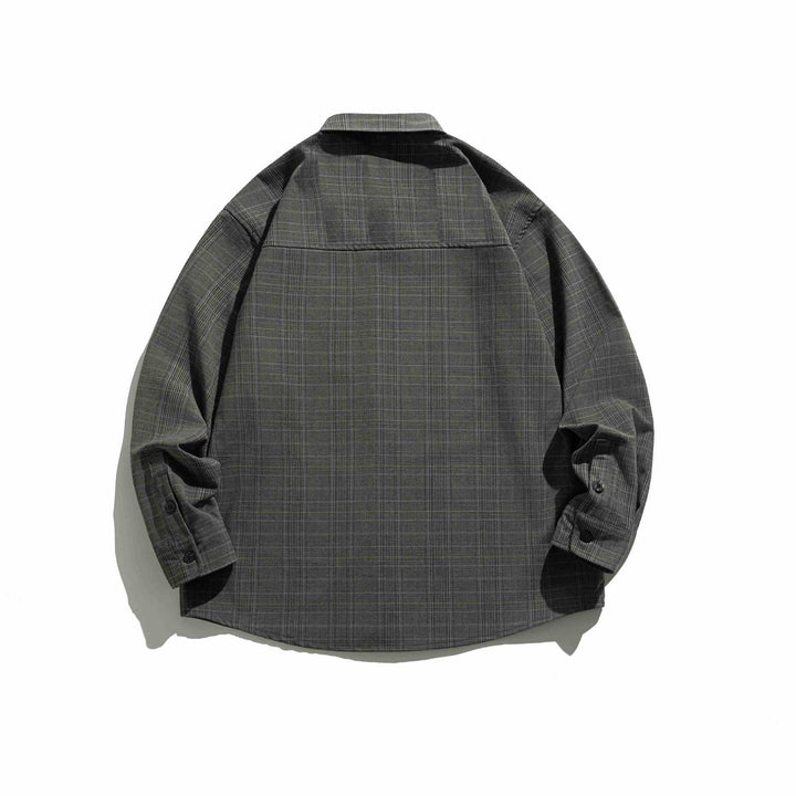 Herr boxig Glencheck skjortjacka med Förlängd Fåll och Patch bröstficka